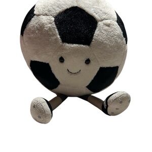 Jellycat Smiling Soccer Ball Plush - Black and White 12" Preowned